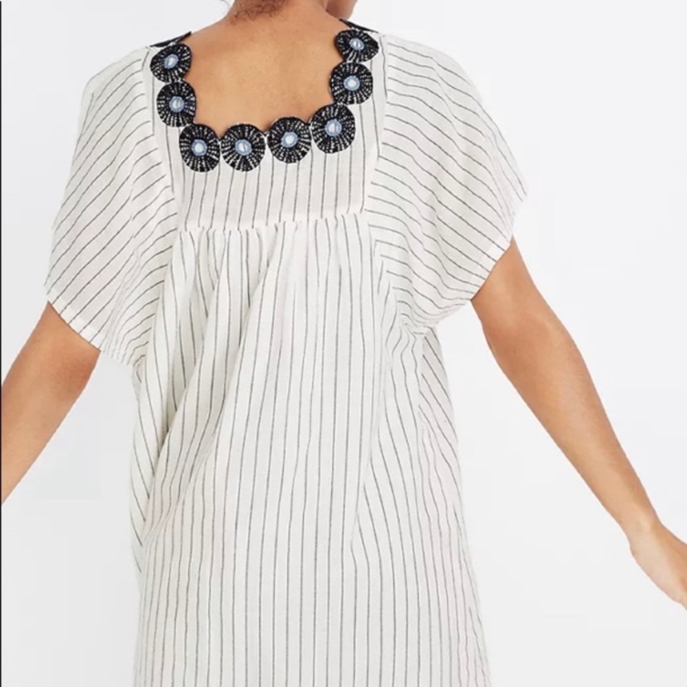 Madewell Embroidered Butterfly Striped Dress XXS